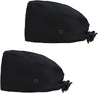 Vista 1 de QBA Gorra de trabajo ajustable con botón, gorro de trabajo de algodón, banda elástica para atar en la espalda, para mujeres y hombres, talla única