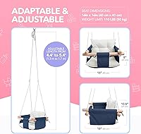 Vista 5 de CaTeam - Columpio de lona para bebé, silla colgante de madera con cinturón de seguridad, silla de columpio para bebé duradera, columpio