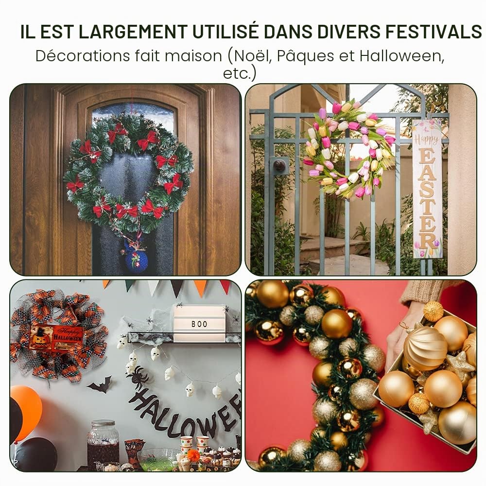 Avenue Mandarine – Coffret Créatif Couronne De Noël – Cercle Bois 15 Cm – Papier Pré-découpé Pailleté – Colle Incluse – Dès 6/8 Ans