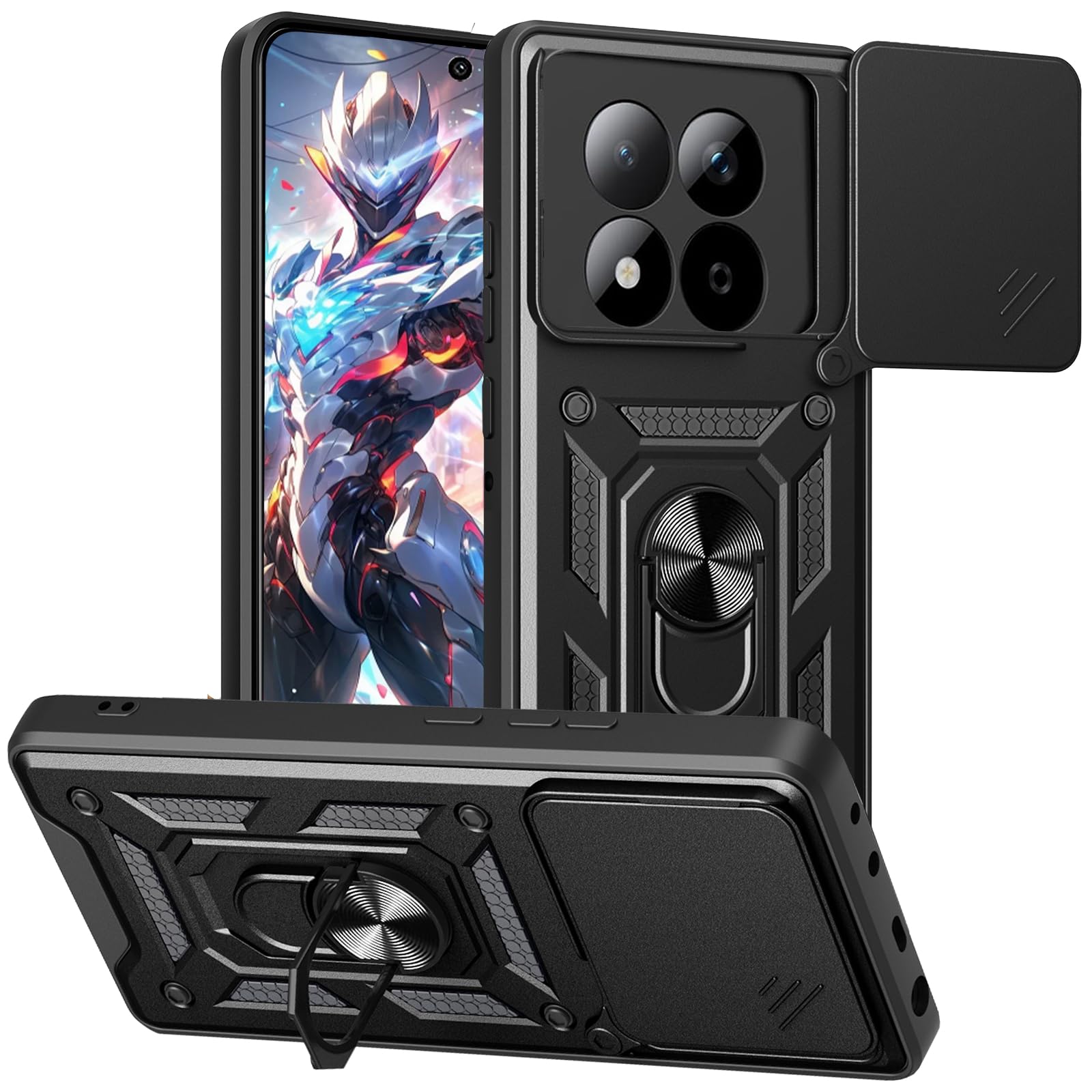 for Redmi Note 15 Pro Plus Case with Slide Camera Cover SJ Black