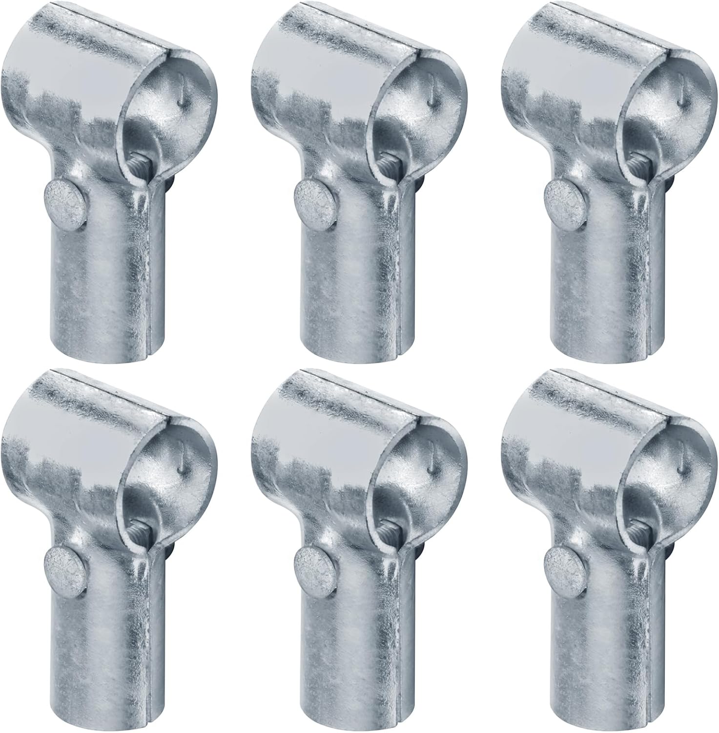 OTTF 6 Pack End Rail Clamps - 2" (1-7/8" OD) x 1-3/8" Chain Link Fence T-Joint Connectors, 1/8" Thick Galvanized Steel Fittings
