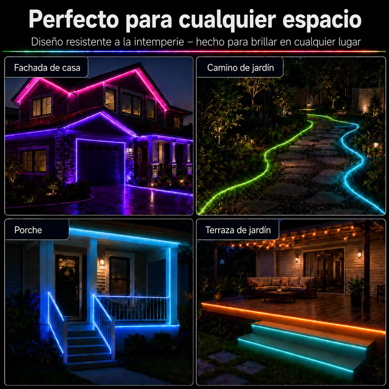 Meevt Tiras LED Exterior 20M, Luces Neón RGB 24V para Patio y Jardín | 72 LEDs/m, Tira Neon 20m, Ip65, Silicona Flexible, Control App Y Mando, Sincronizacion Musical, para Jardin, Patio, Fiesta