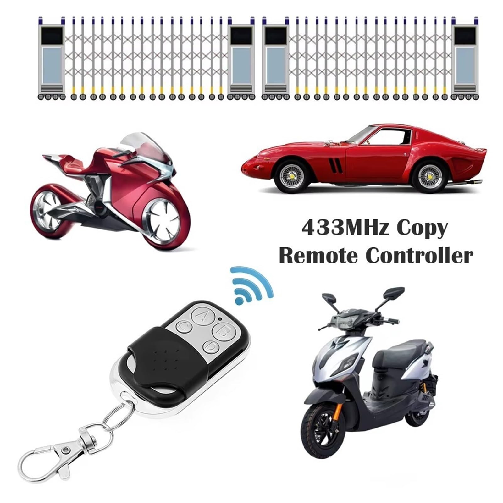 Limitadores de Puertas 433MHZ Control remoto puerta de garaje abridor duplicador clon aprendizaje código rodante llave coche | 5PCS