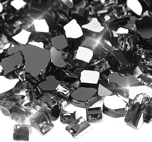 Miniatura 10 de Utheer Vidrio para hoguera de 10 libras, vidrio templado reflectante de 12 pulgada para fogata de propano, rocas de vidrio mezcladas para mesa de