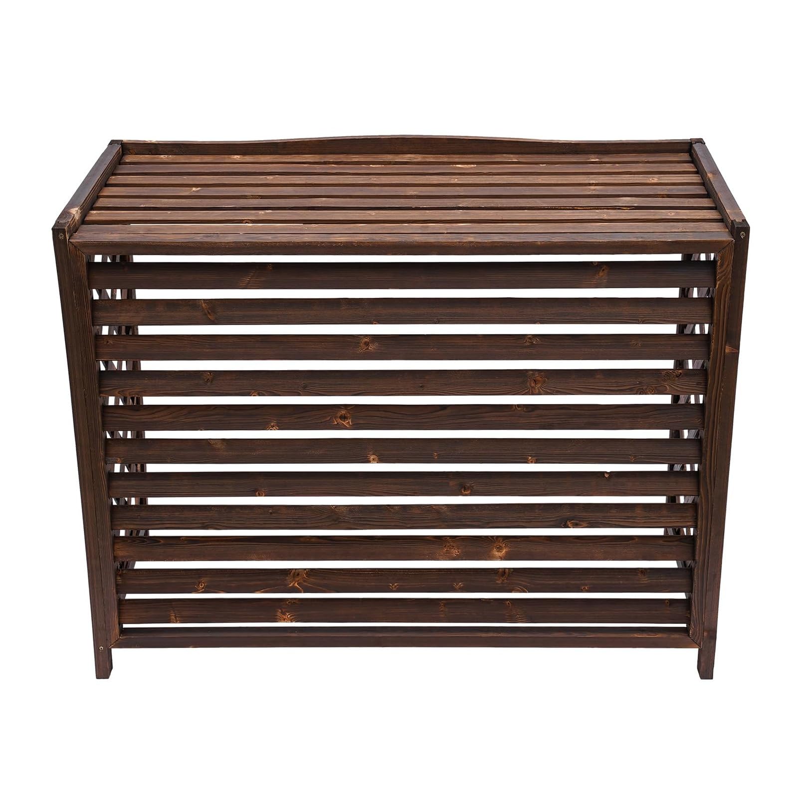 QYMYOZ Wooden Air Conditioner Cover - Outdoor AC Unit Enclosure with Flower Support, 81x30x72cm, 115x54x95cm & 105x47x80cm - Stylish Protection & Decoration for Your System