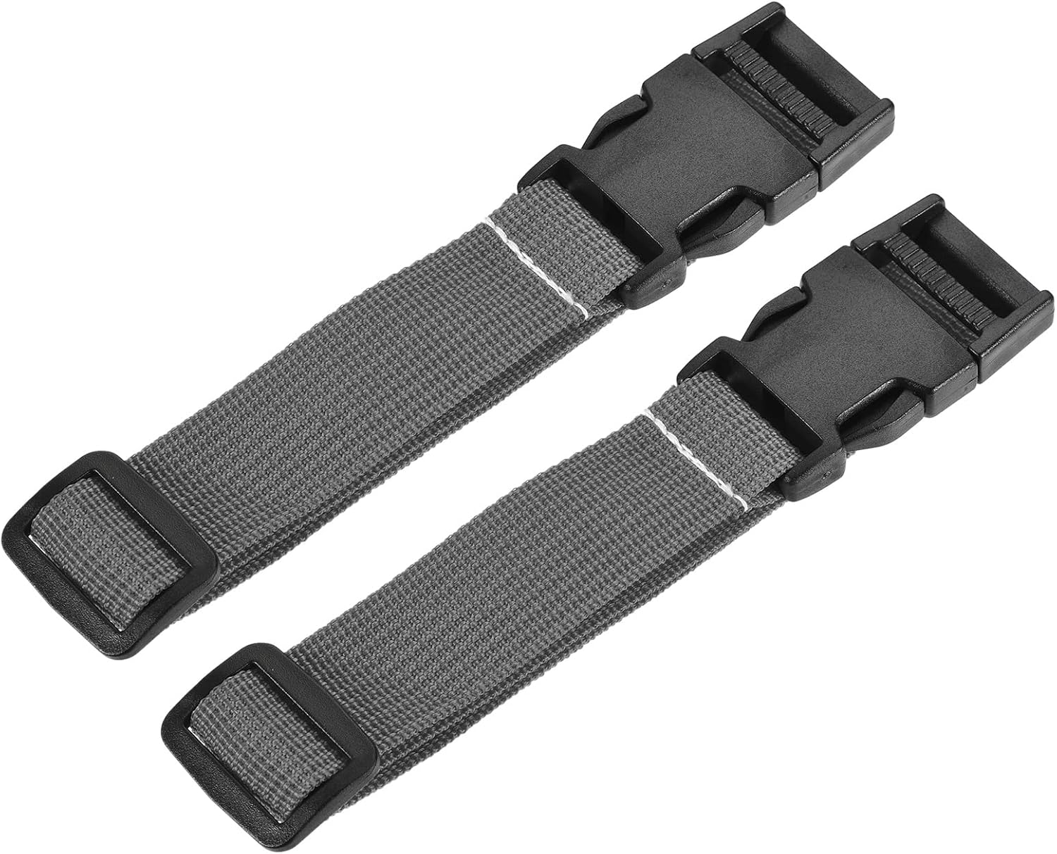 MECCANIXITY Utility Strap with Buckle 1x20 Inch Polyester Quick Release Adjustable Belt for Travel Outdoor Bag Luggage Packing (Gray, Pack of 2)