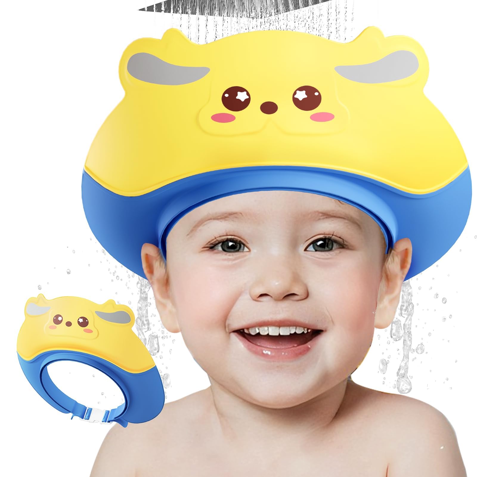 Shower Cap, Bonnet, Shower Cap for Kids Cap Shield Visor Hat for Eye and Ear Protection for kids Cute Deerlet Shape Makes The Bath More Fun-image-15