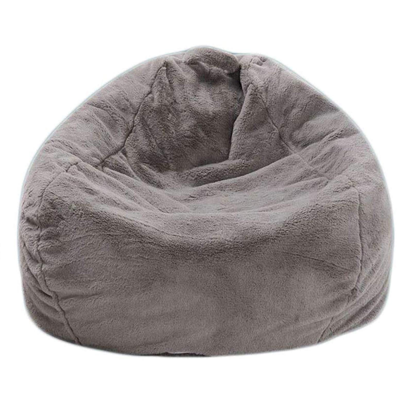 Pouf Classique en Fausse Fourrure Gris, Pouf de Salon Intérieur Extérieur, Sac de Haricots sans Remplissage