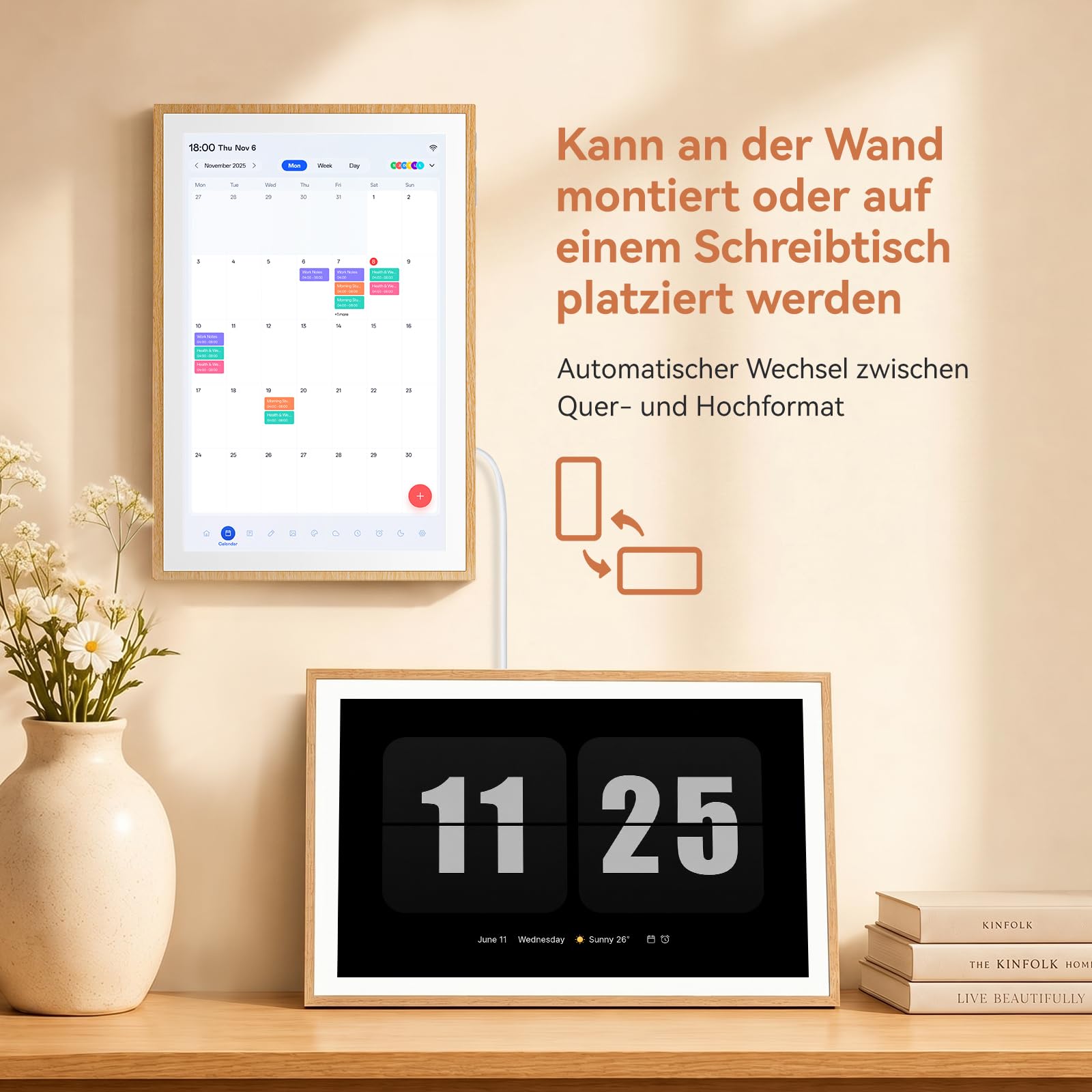 Blackview Digitaler Kalender 10,1"–Elektronischer Wandkalender Multifunktionaler Familienplaner mit Uhr, Wochenplaner- und Monatsplanung, übersichtlicher Startseite, Synchronisation für Zuhause & Büro