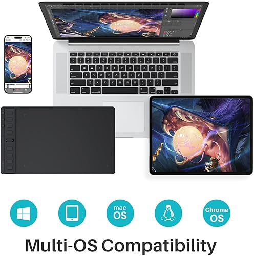 Miniatura 7 de HUION Inspiroy - 2 tabletas de dibujo medianas con rueda de desplazamiento, 8 teclas personalizadas, lápiz capacitivo sin batería, soporte de