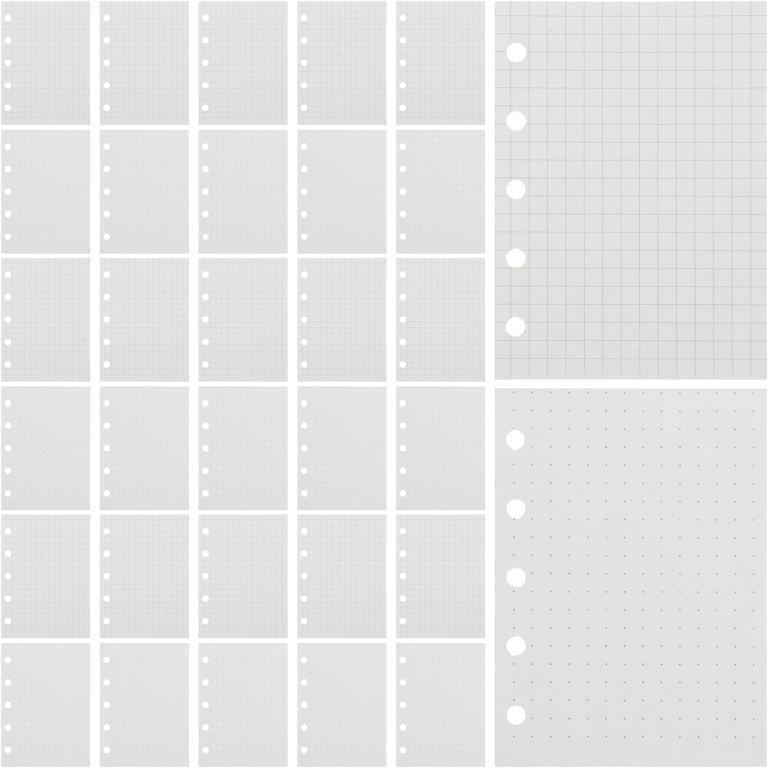 20pcs M5 Mini 5-hole Loose Leaf Binder Paper Set – 45 Sheets Grid Lined Journal Refill Inserts for Pocket Planner, Diary Refill Paper for Office and School Use