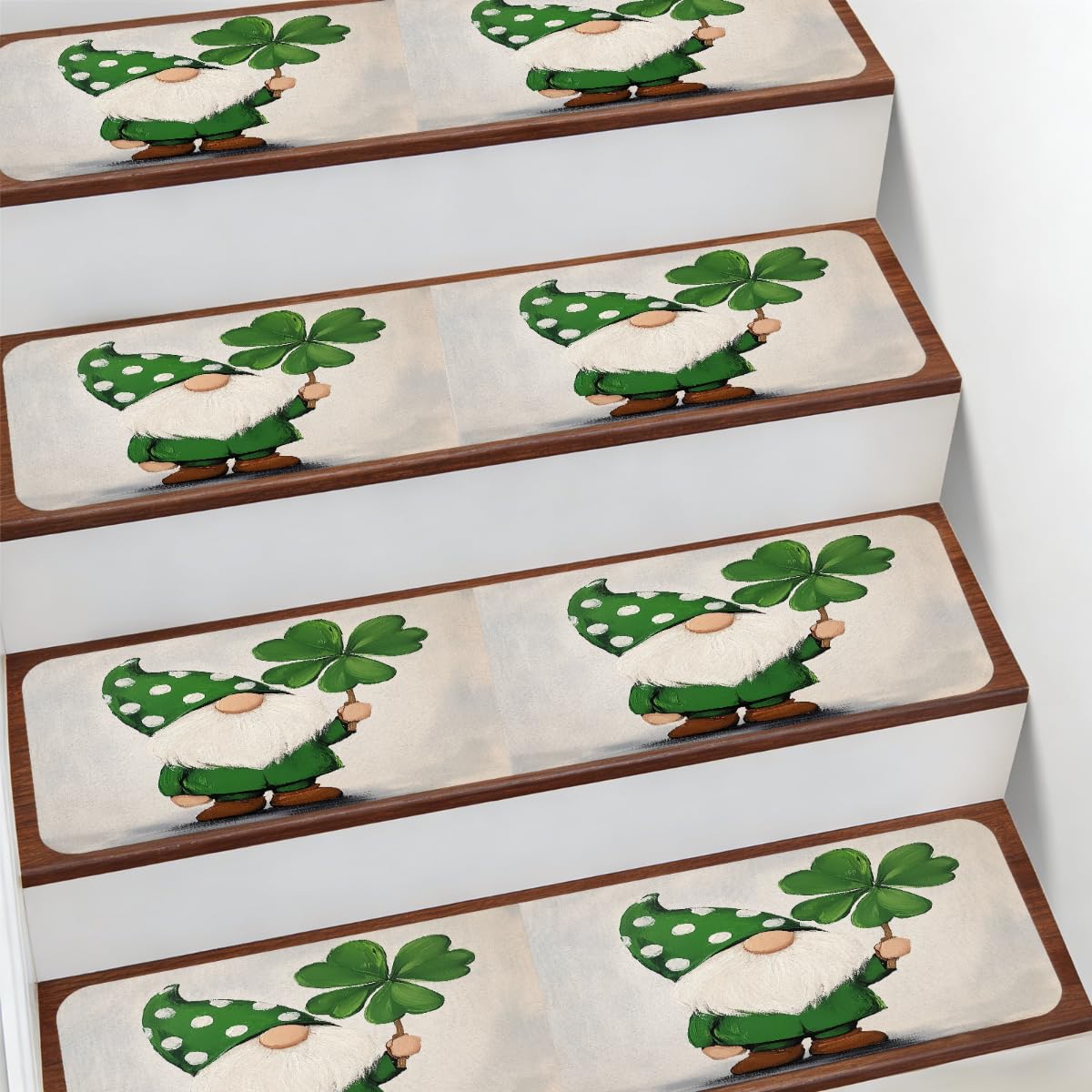 Alfombra para escaleras de interiores Mexpekil de 7.8 x 30 pulgadas con tréboles
