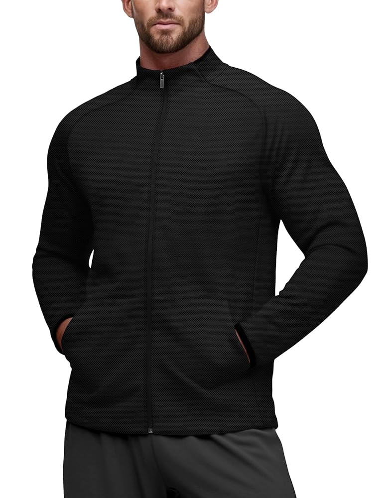Amazon.com: Mens Zip Up Jacket Athletic Workout(Black,S