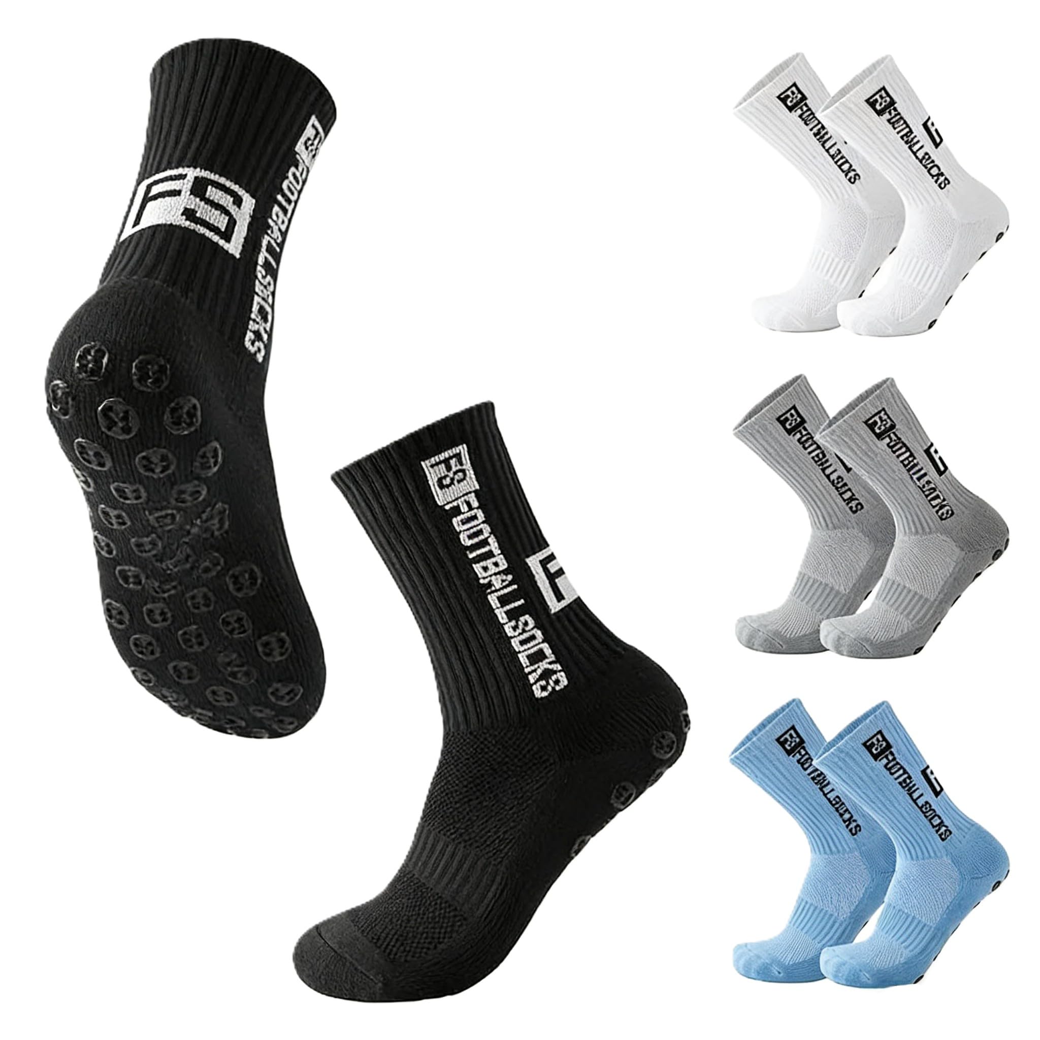 Men's Anti-Slip Grip Soccer Socks, Athletic Socks with Silicone Pads