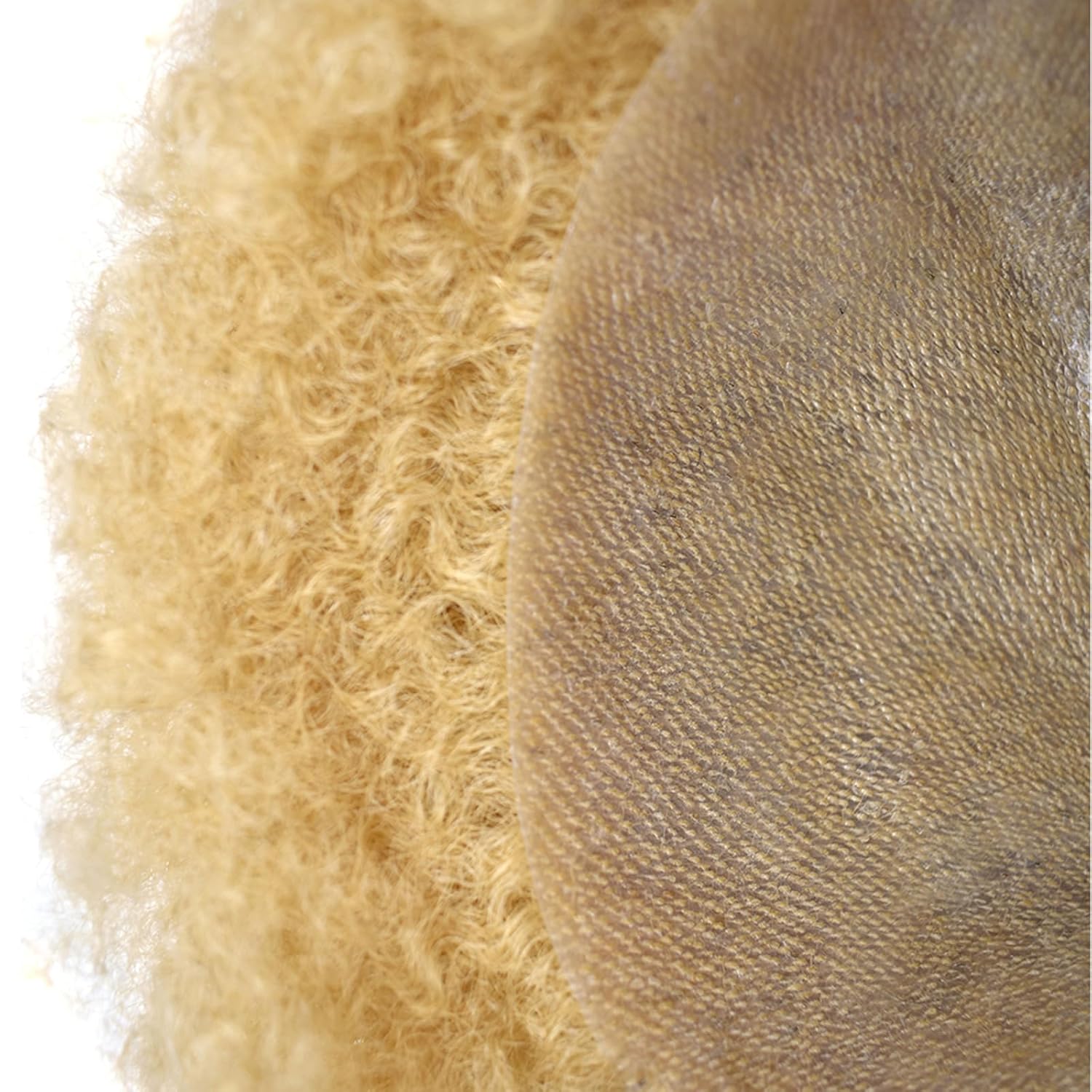 Gold Hair Unit for Black Men Afro Toupee Curly Hair Replacement System Hair Piece African American Man Hairpiece (22R# Blonde, 4MM Afro Wave)