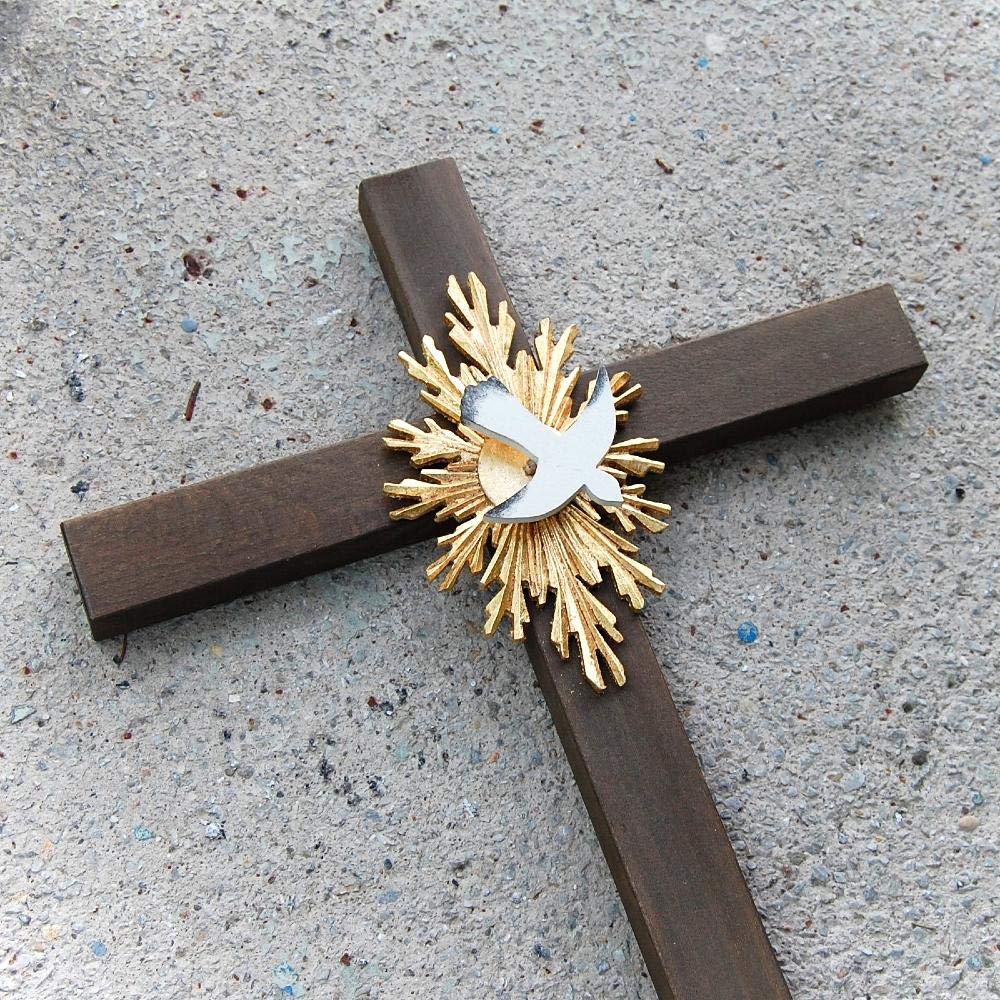 Cruz de madera Choalis tallada paloma religiosa decoración pared interior
