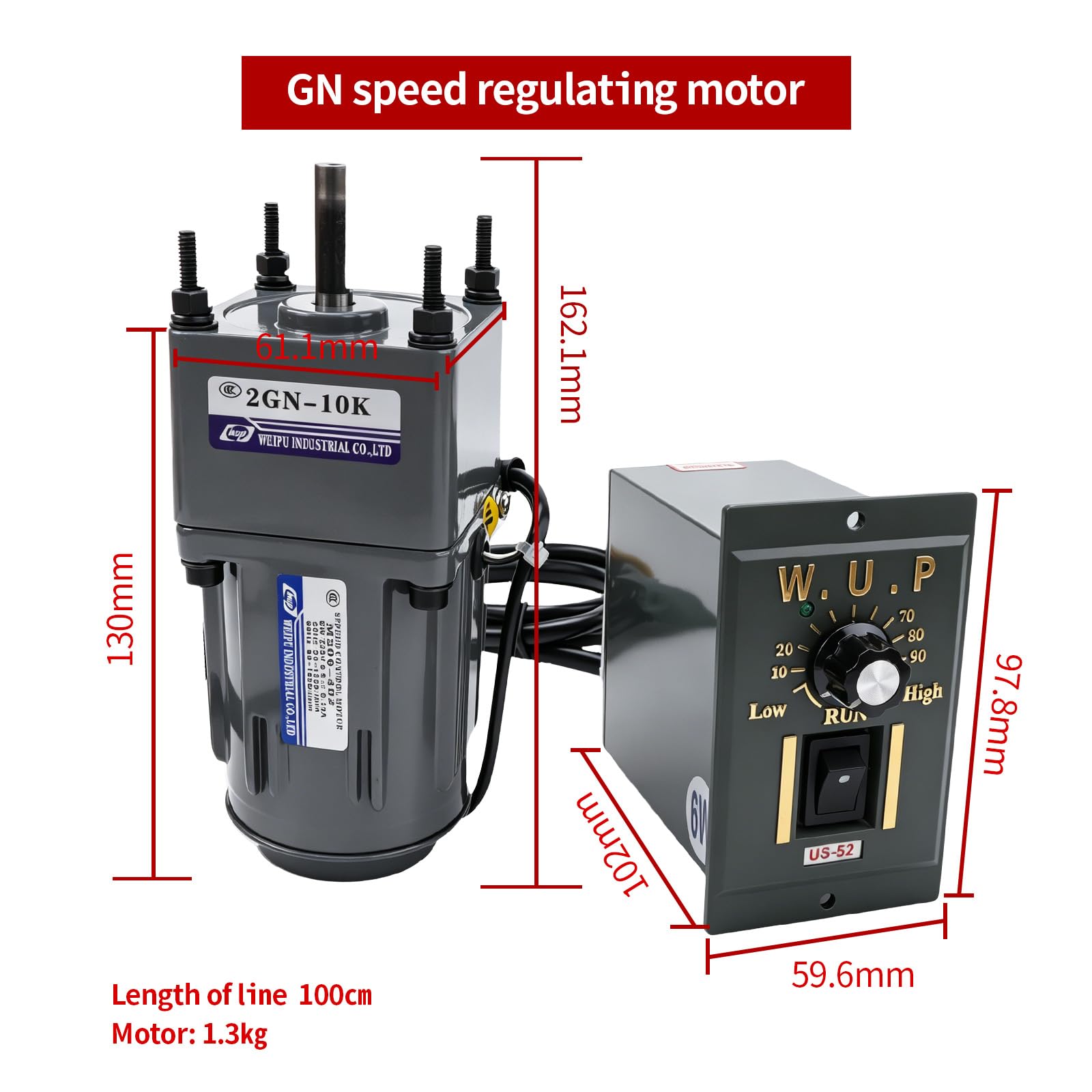 Motoriduttore 220v, Motore Elettrico Con Riduttore AC 6W 220V 0-135 Giri/Min (10k) 8 Nm Riduttore di Velocità A Frequenza Regolabile E Indietro Commutabile