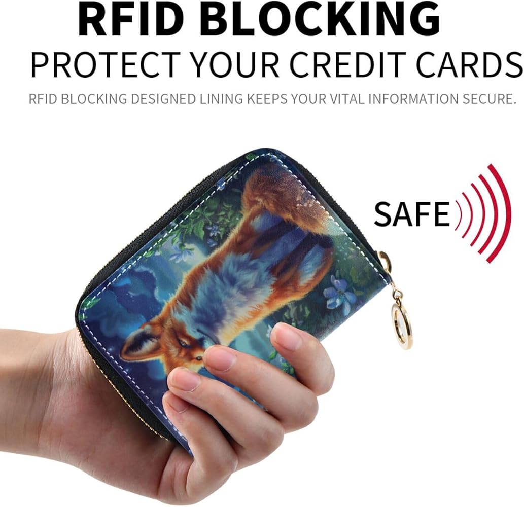 Amazon.com: Sletend Credit Card Holder Animal Fox Mini Leather