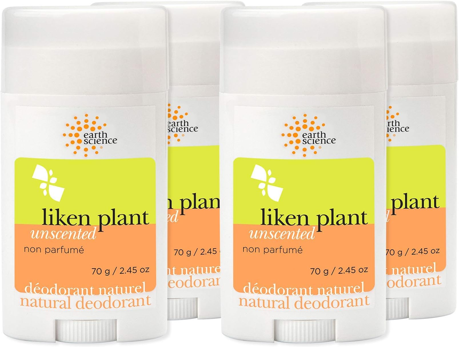 Earth ScienceUnscented Lichen Plant Deodorant, 2.45 Ounce (Pack of 4)