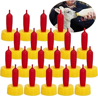 20-PCS Goat Nipples Nipple Soft Rubber Pacifier for Feeding Pup Foal Calf Small Animal Screw On Sprite Coke Soda Bottle (Yellow)