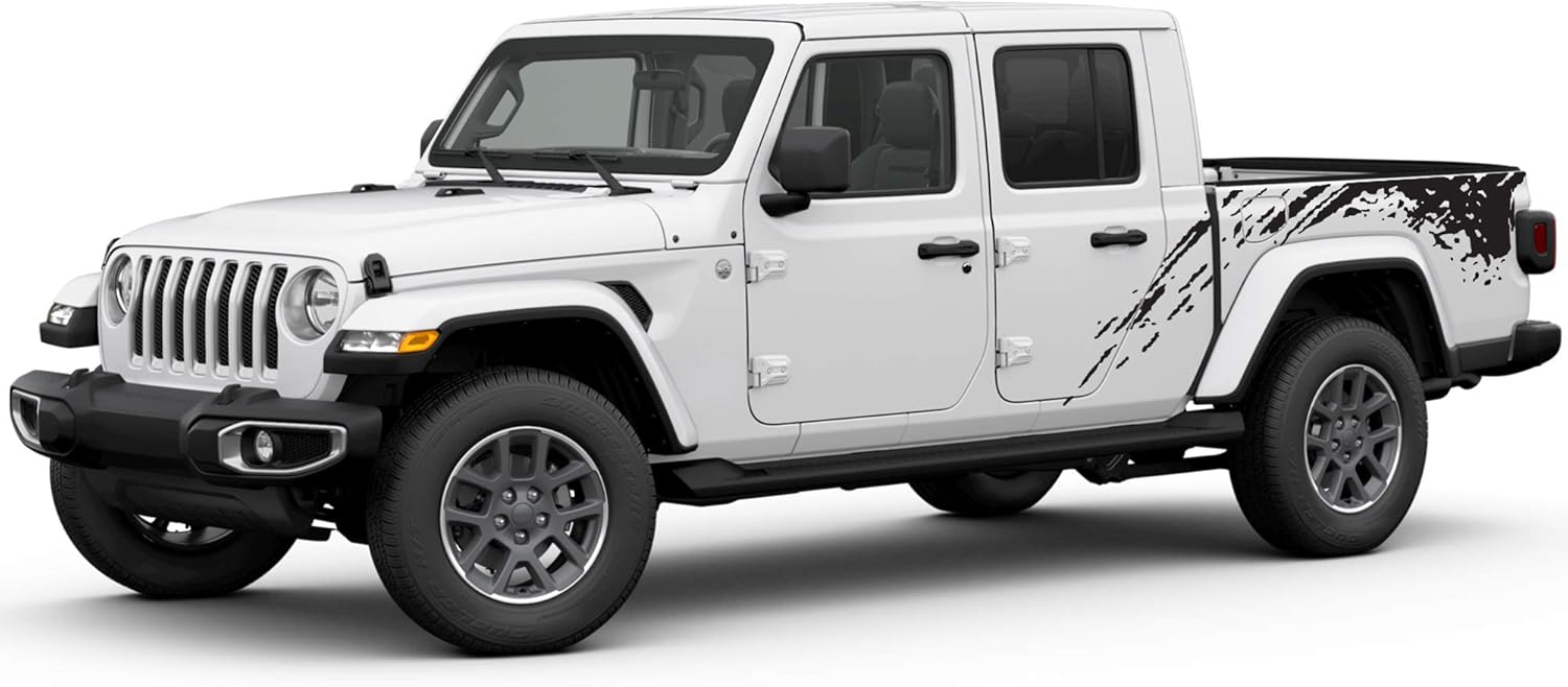 Decal Sticker Vinyl Splash Compatible with Jeep Gladiator jt 2019-2023 Overland Model matt Black