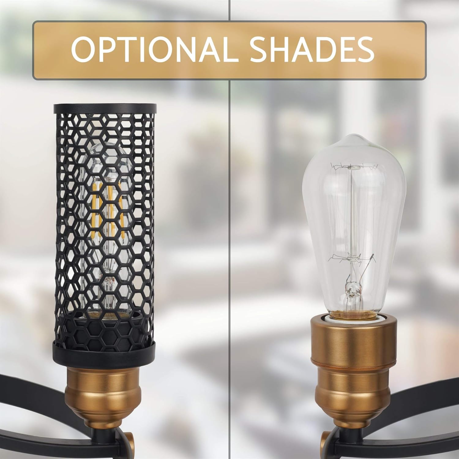 Buу 1 gеt 1 Kira Home Manhattan 23 5-Light Farmhouse Wagon Wheel Style/Mid Century Modern Chandelier + Cylinder Honeycomb Shades, Warm Brass Accents + Black Finish