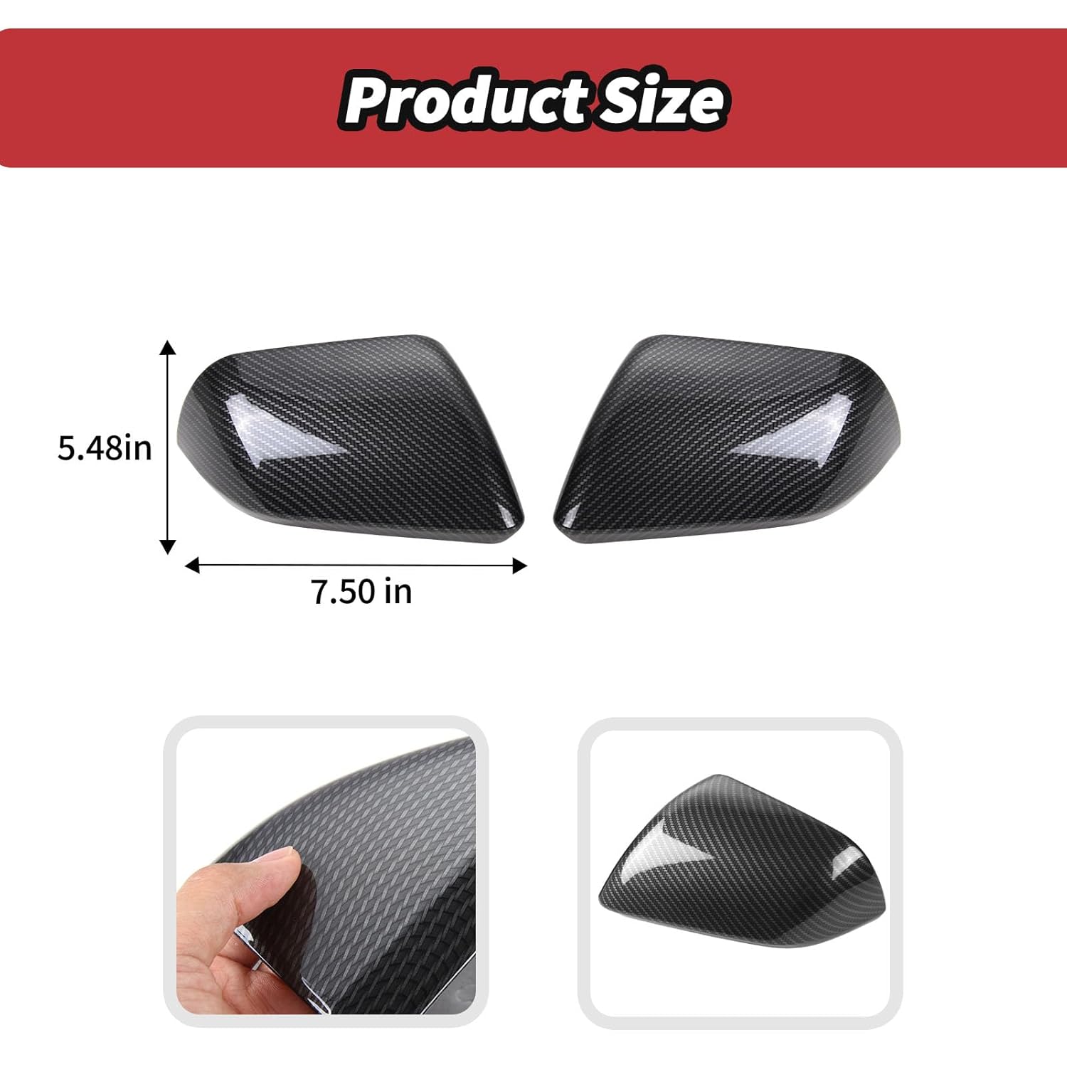 JeCar Mirror Cover Carbon Fiber Side Rear View Mirror Caps Trim for Ford Mustang 2015 2016 2017 2018 2019 2020 2021 2022 2023