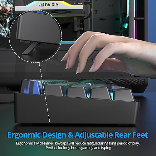Miniatura 4 de Teclado para juegos al 60%, teclado mecánico con cable, teclado compacto de 68 teclas con interruptor rojo retroiluminado LED, NKRO para Win PC,