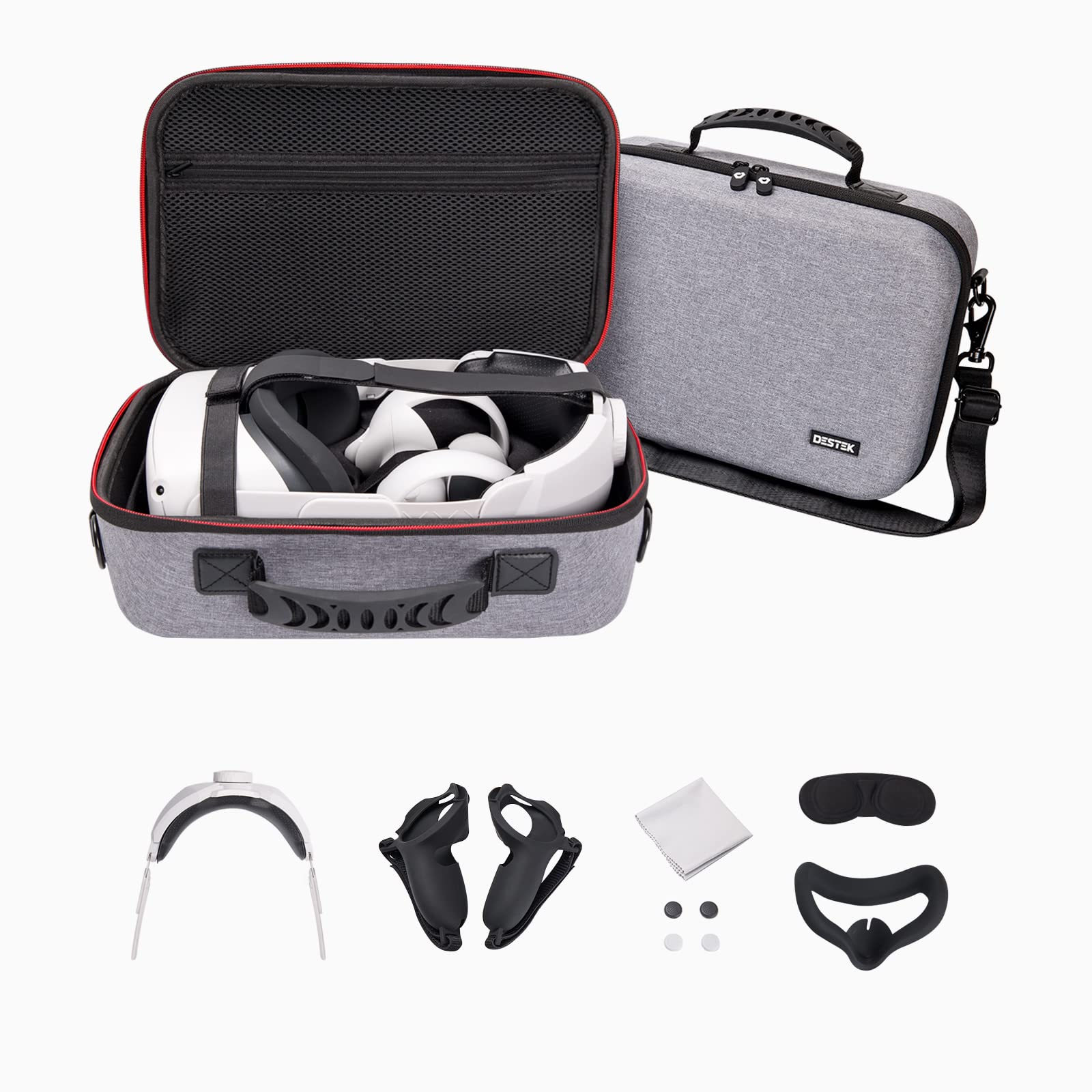 DESTEK All in One Oculus/Meta Quest 2 Accessories Bundle, Carrying Case Set Oculus Fit Pack for Ques