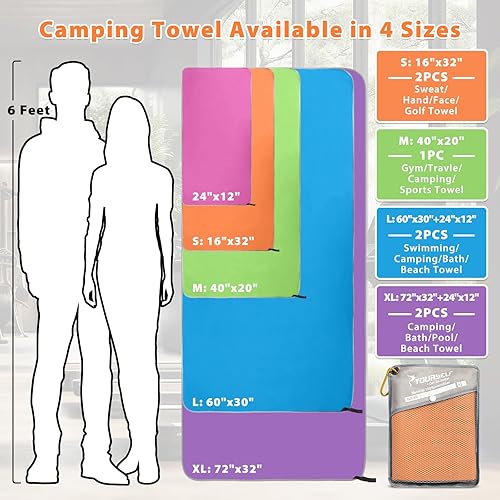 Miniatura 2 de Toalla de microfibra para viajes y deportes Syourself, con formato de secado rápido, absorbente, compacta y suave, adecuada para yoga, gimnasio,