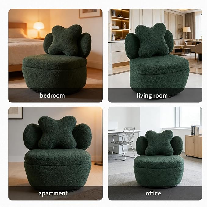 Sillón Giratorio de Terciopelo con Almacenamiento miniatura 5