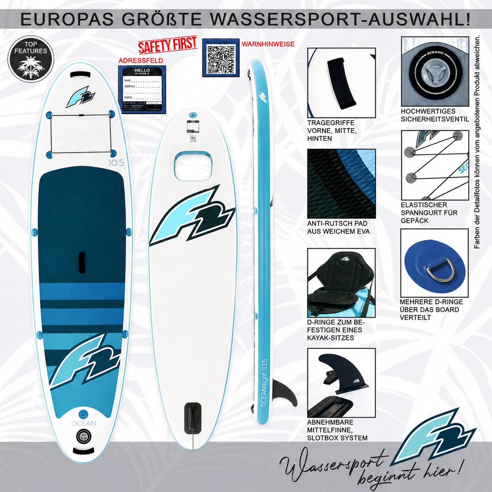 F2 SUP Stand Up Paddle Board Ocean Sight Board Only Größe/Farbe wählen