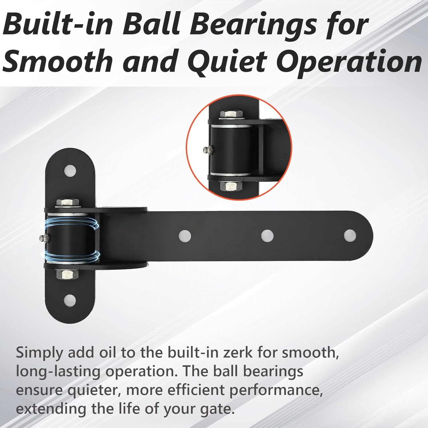 2 Pack Heavy Duty Gate Hinges –13in Door Hinges with Internal Ball Bearings, High Capacity 1000 lbs, Weld-On or Bolt-On Installation, Adjustable Yoke, Durable Black Finish, Pair
