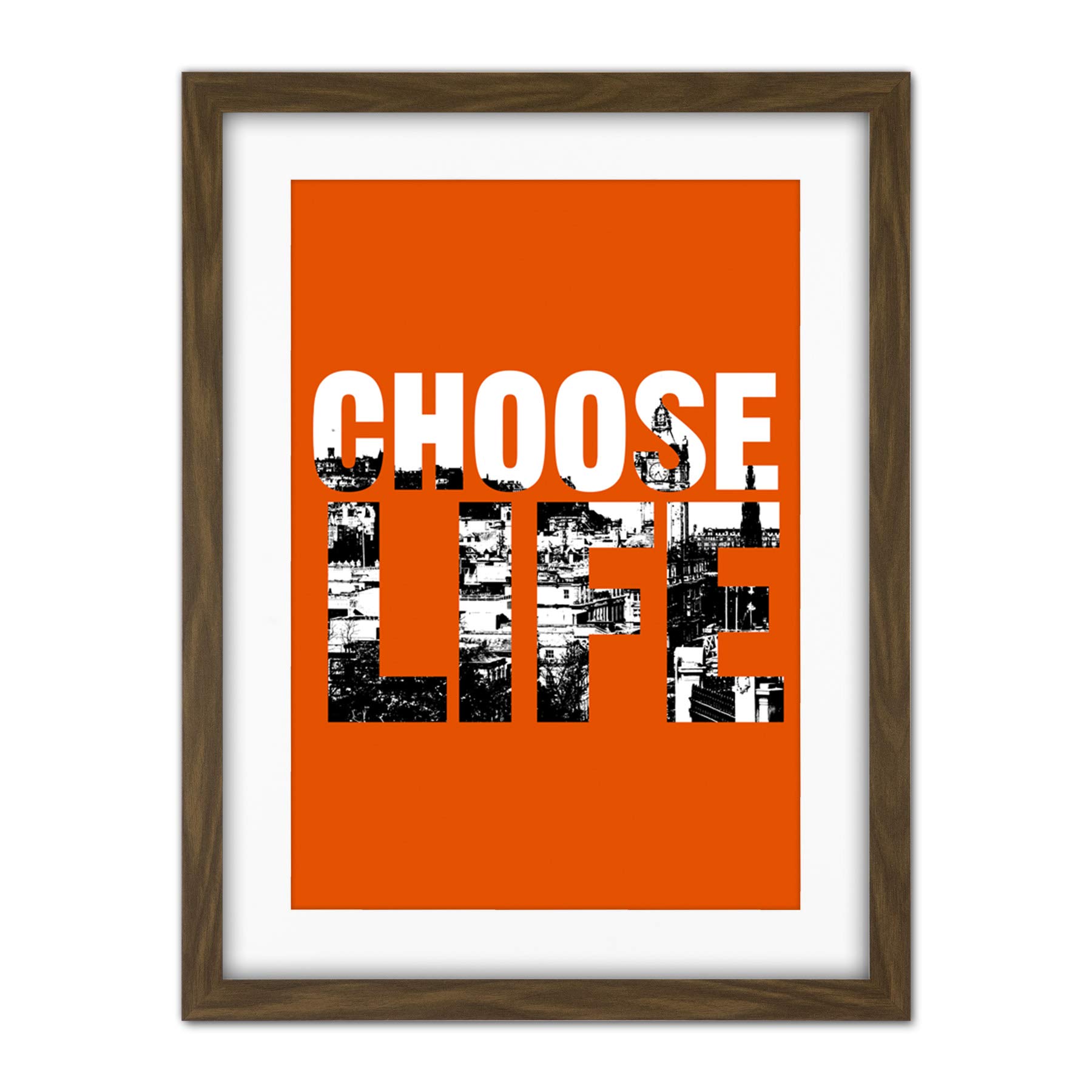 Wee Blue Coo Choose Life Trainspotting Edinburgh Scotland Artwork Framed Wall Art Print 18X24 Inch