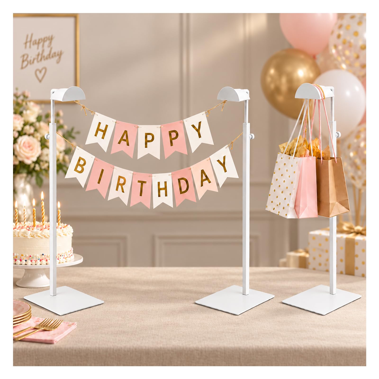 3 Pack White Purse Stand, Adjustable Handbag Display Stand with Stable Base