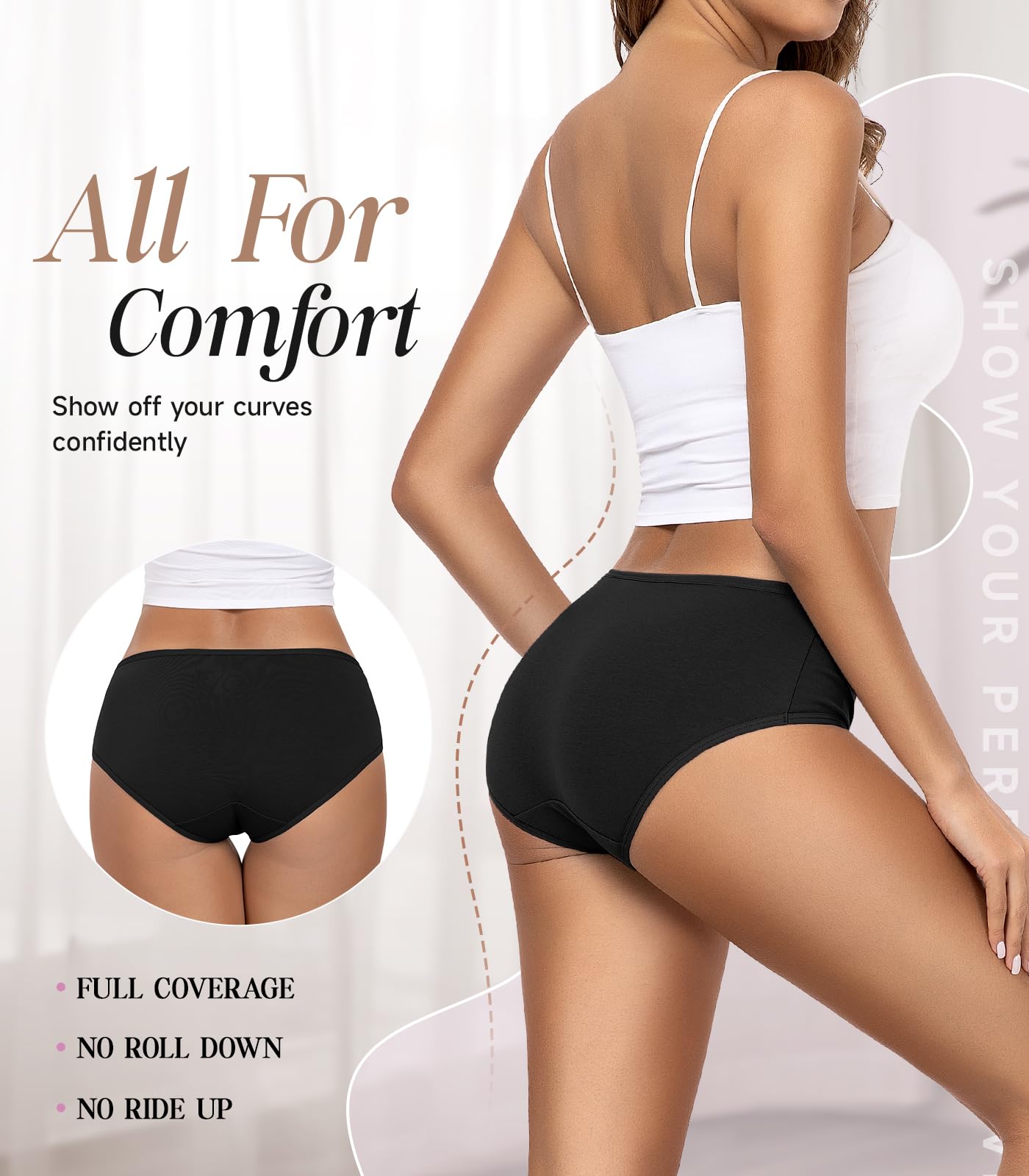 TANSTC Mutande Culotte Donna Cotone, Slip Donna in Cotone - Confezione da 6 Slip Hipster, Vita Bassa Ed Elasticizzati, Traspiranti