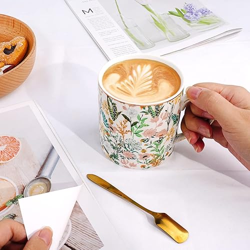 Vista 5 de WAVEYU Taza de cerámica para mujeres y mamá, bonita taza de café y agua para el día de la madre de parte de hija e hijo para oficina en casa, taza