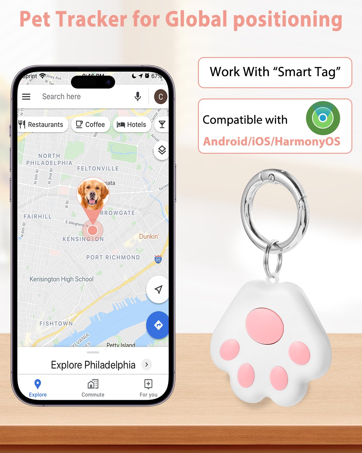Pet GPS Tracker for Dog and Cat: Dogs and Cats Small Tracking Tag for Android and iOS with No Subscription No Fee - Smart Pets Trackers Waterproof Dustproof Extra Long Usage Life of 180 Days - image 3