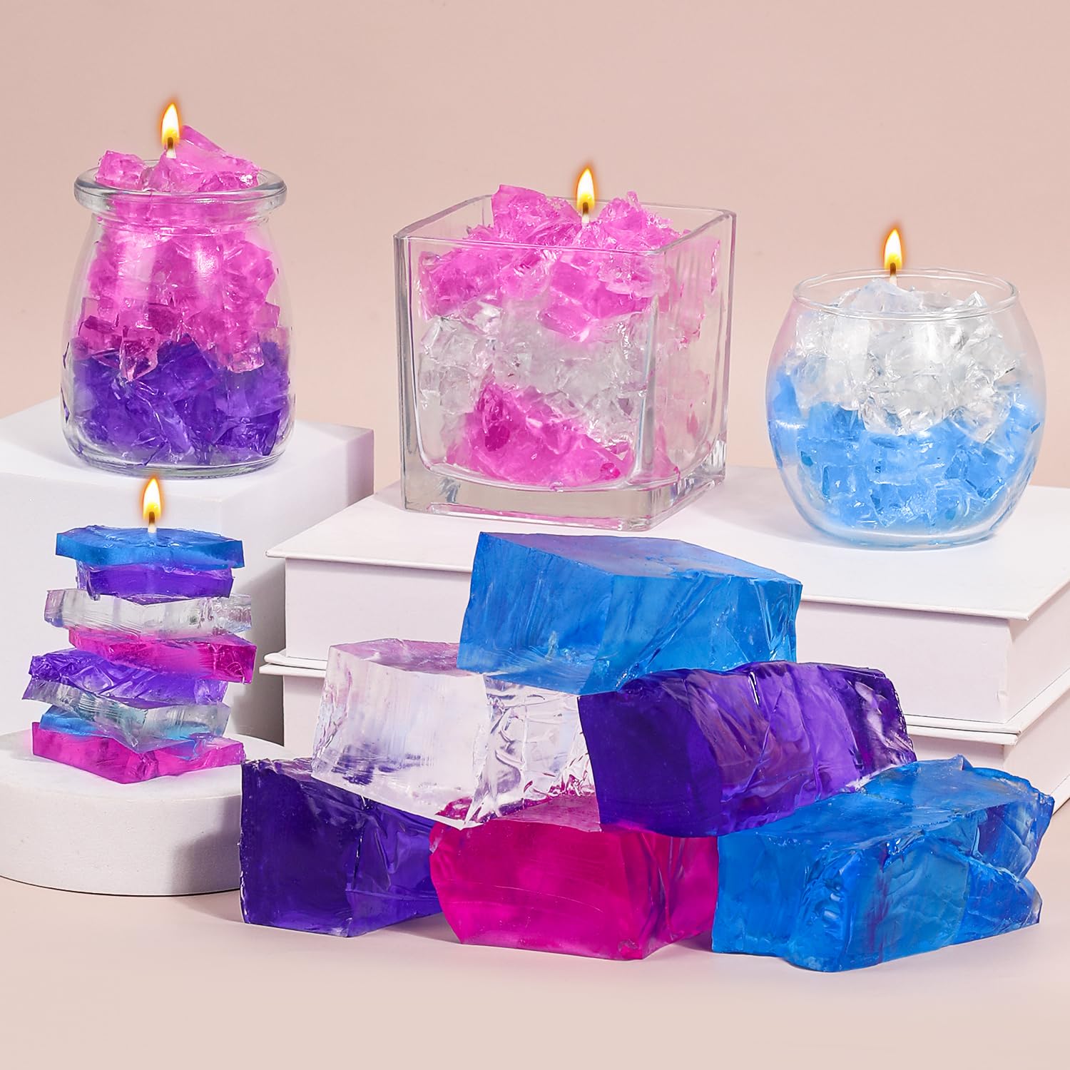Kit Cire Gel Colorée Pour Bougies DIY – 9 Blocs (7 Couleurs) Non Toxiques, Parfumés, Combustion Lente – Décoration Maison Et Loisirs Créatifs