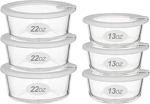 Miniatura 10 de Recipientes de vidrio para alimentos con tapa de vidrio, juego de recipientes de almacenamiento de alimentos aptos para microondas, paquete de 3 de