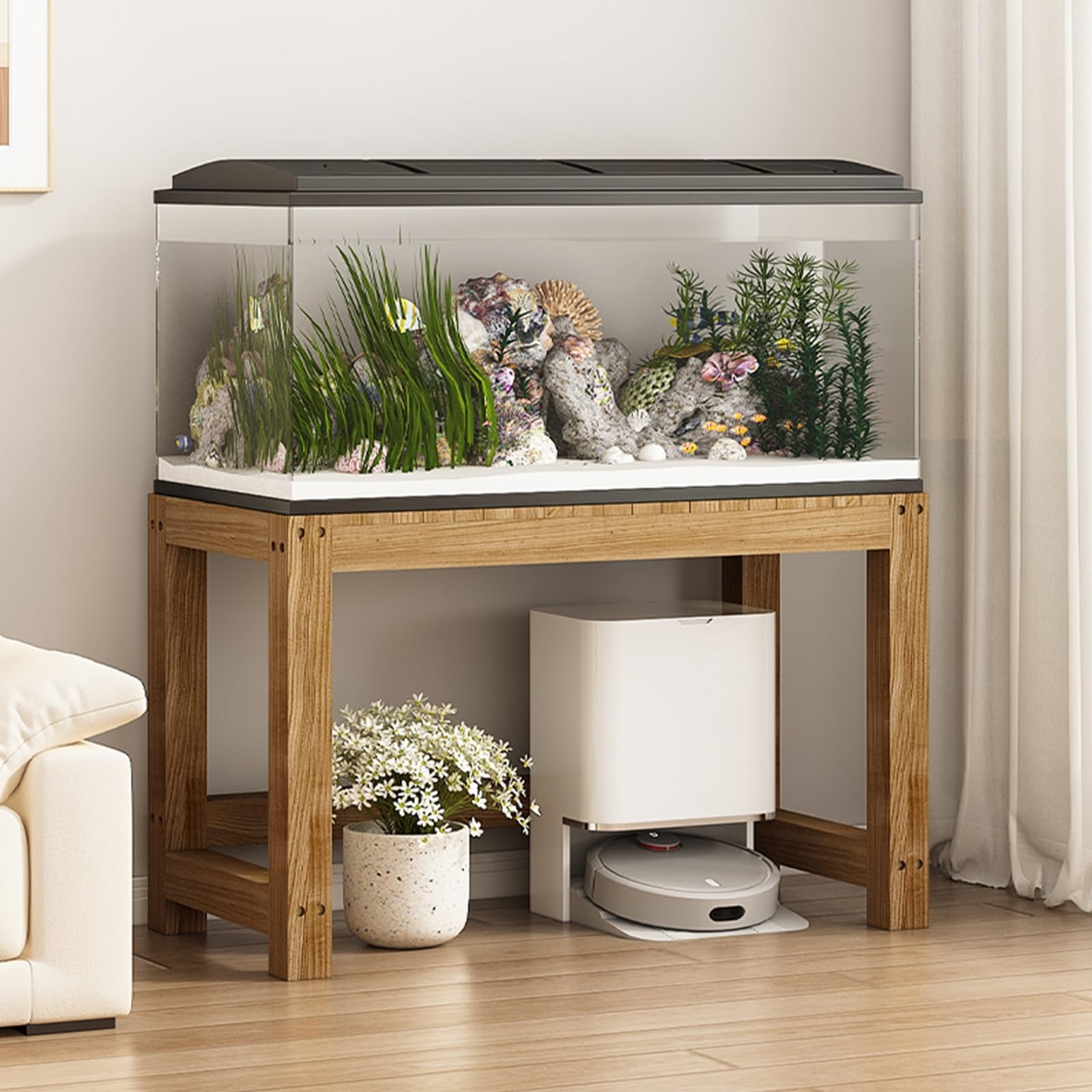 Soporte para Acuario De Madera Maciza, Mueble Acuario, Mesa para Pecera, para Sala De Estar, Oficina En Casa,B,30X25X26CM(12X9.8X10IN)
