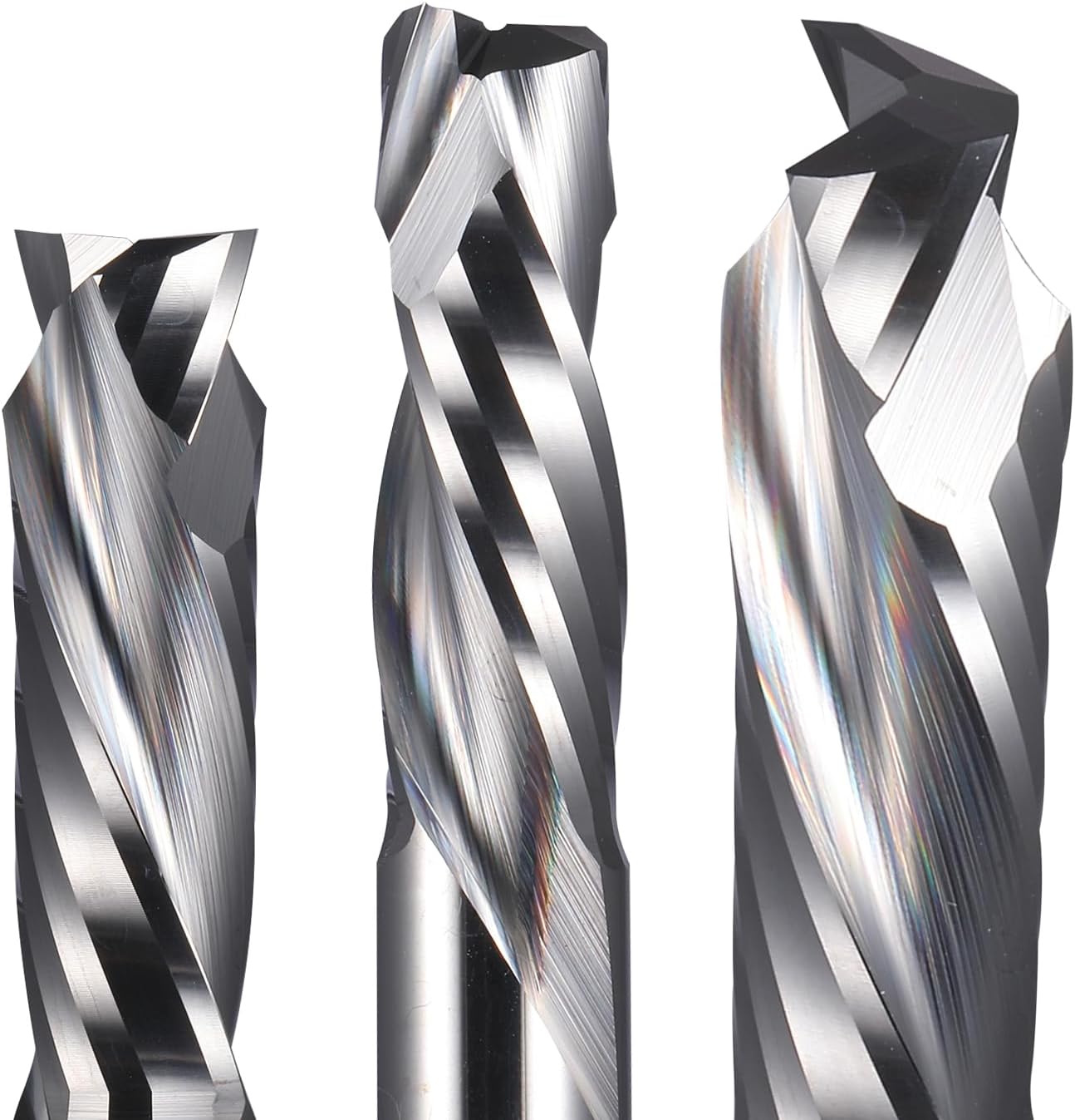 20pcs Compression Spiral Router Bits 3.175/4/5/6/8mm Shank UP and Down Cut Two Flutes Spiral Carbide End Mill for Carving Engraving(3.175x12x38L)