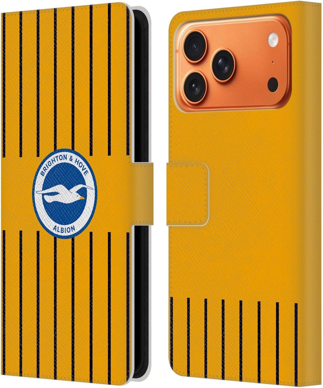 Head Case Designs Officially Licensed Brighton & Hove Albion F.C Third 2025/26 Badge Kit Leather Wallet Case Compatible with Apple iPhone 17 Pro Max