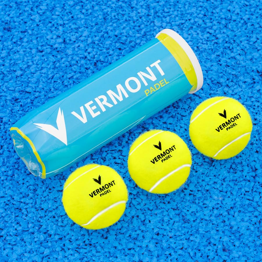 Vermont Padel Balls | Pressureless Training Balls for All Court Surfaces - Available in Tube of 3 or Bucket of 60 – Ideal for Beginners & Coaches (1 Tube/3 Balls)