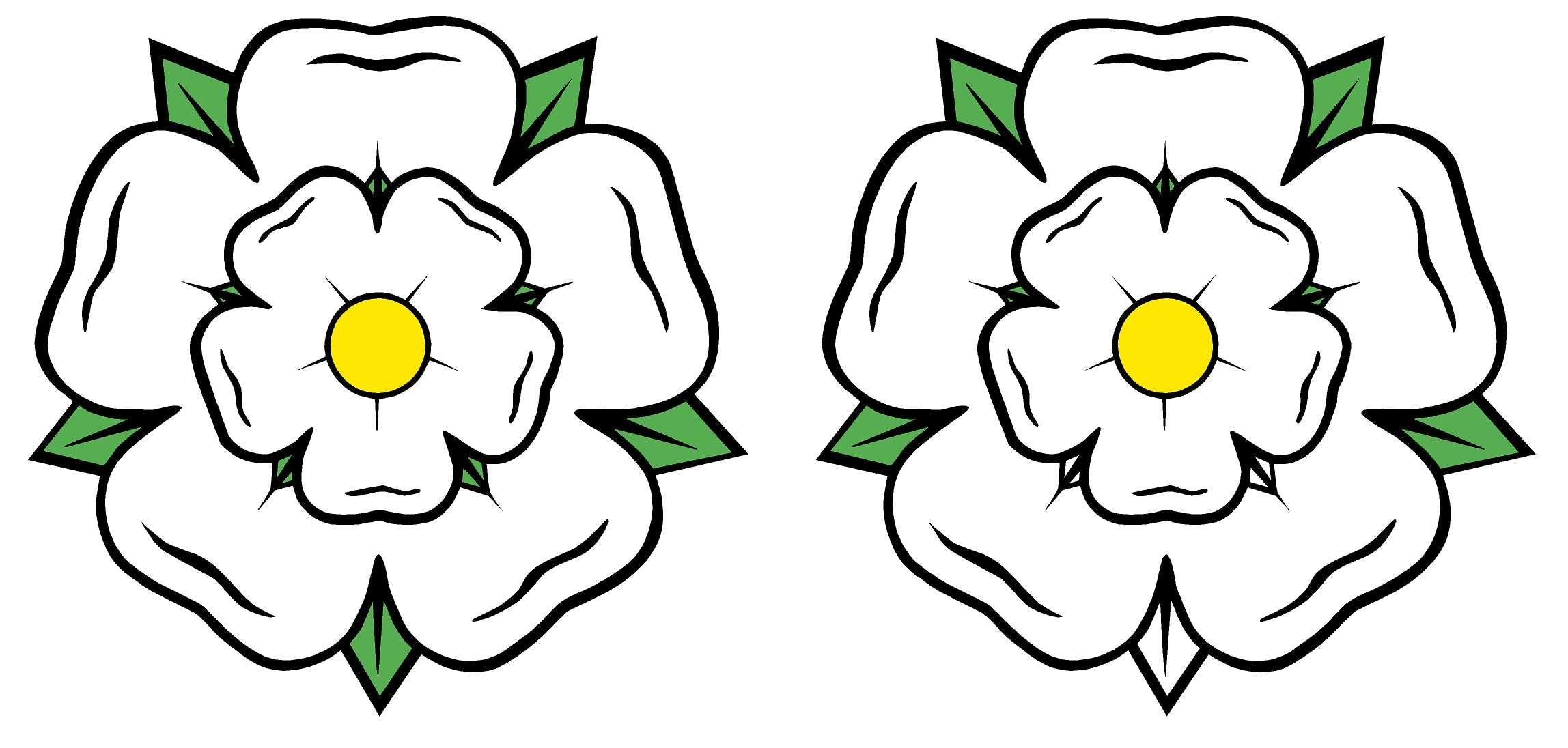 Yorkshire White Rose Self adhesive sticker - 96mm x 92mm Pack of 2 stickers