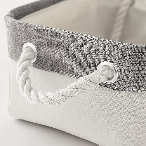 Miniatura 7 de Contenedores de almacenamiento  Cestas de almacenamiento para estantes, cubos de almacenamiento con asas, cestas pequeñas para organizar (gris y