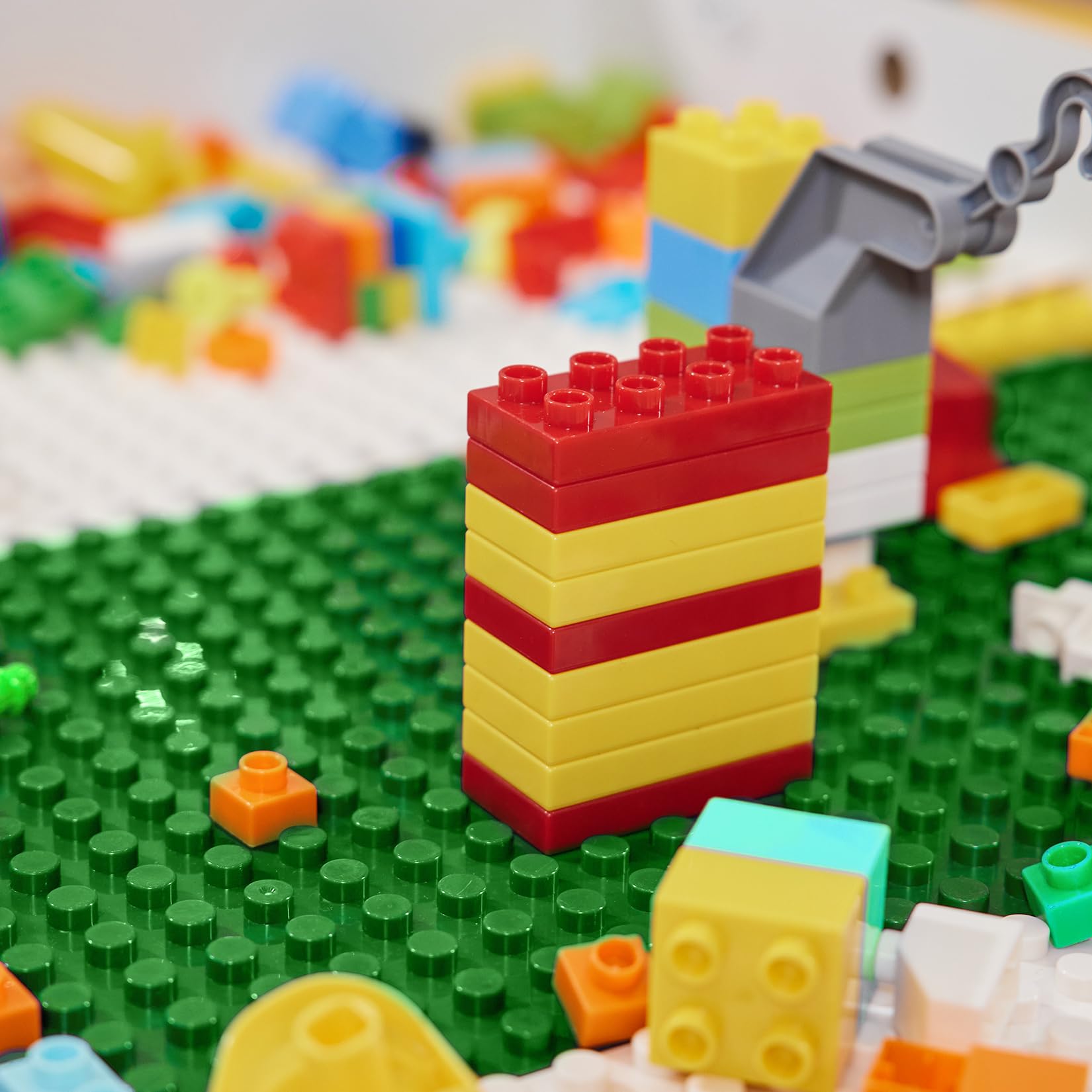 4 Pezzi Piastra Base Compatibile con Lego Duplo, 25x25cm Base per Mattoncini Compatibile con Lego Duplo, Set di Piastre da Gioco Creativo, Verde