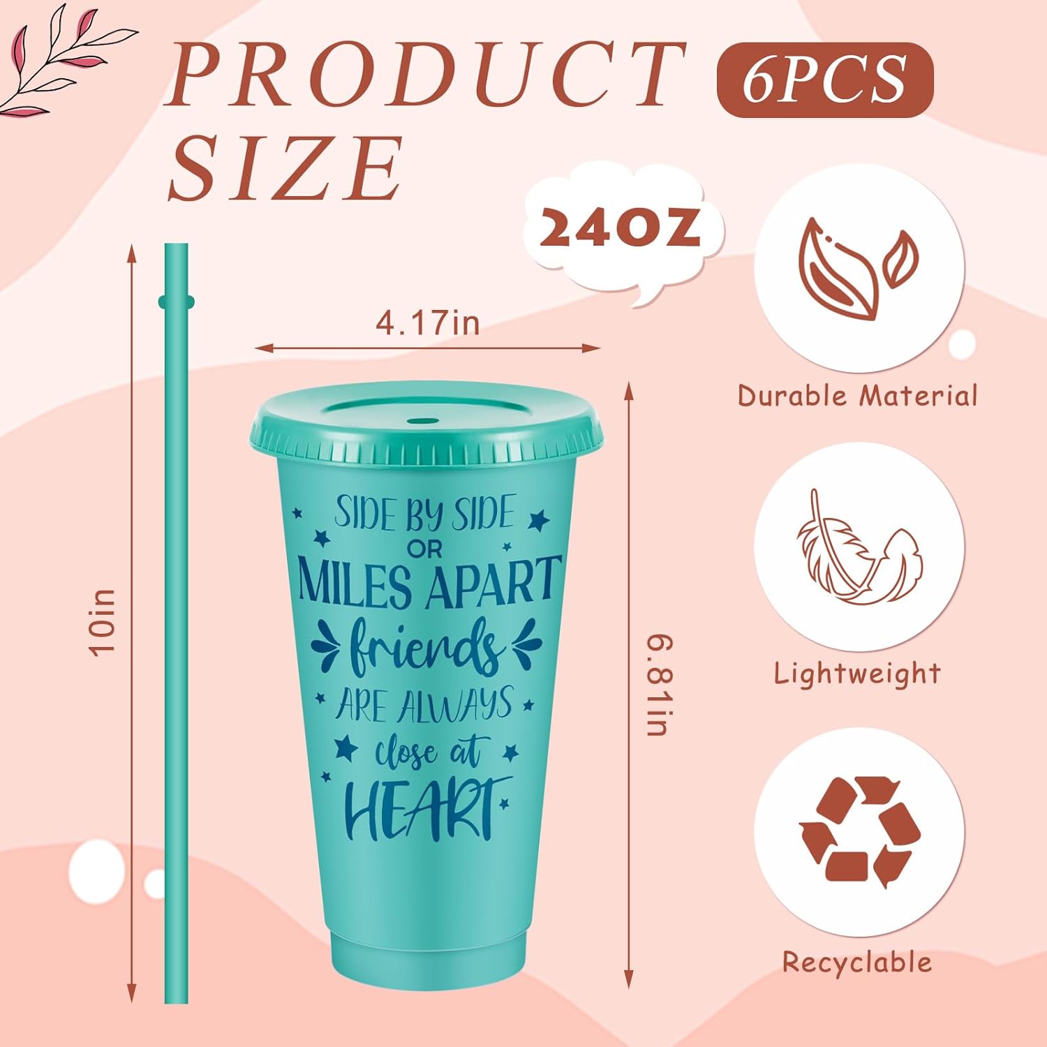 6sets/18pcs Best Friend Gift Set for Women, Galentines Day Ideas, BFF Birthday Weekend Favor Supplies, Bestie Present Bundle Includes 24oz Tumbler, Keychain and Canvas Makeup Bag(Bright Colors) - Image 2