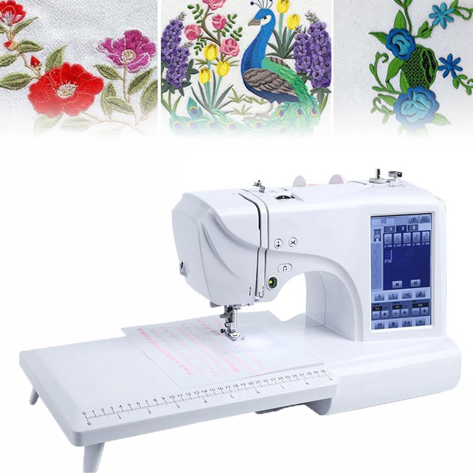 Macchina da Ricamo Elettrica, Macchina da Cucire Automatica, con Area di Ricamo 10 * 10 Cm/10 * 23,5 Cm, Touch Screen LCD da 7", 210 Lettere Integrate E 30 Bordi Modello, Porta USB