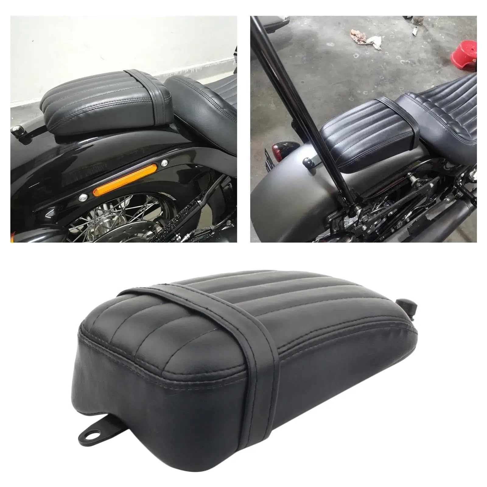 Sedile Passeggero Accessori moto Cuscino del sedile passeggero posteriore in pelle artificiale nera Sella comfort per ciclisti da strada